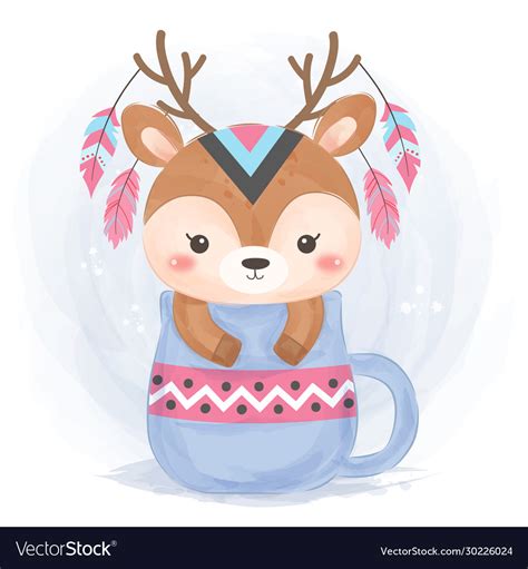 Cute Boho Deer Royalty Free Vector Image Vectorstock