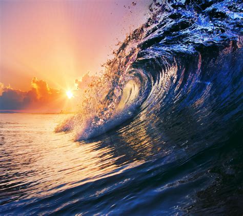 sunset sea | Ocean wallpaper, Surfing waves, Waves wallpaper