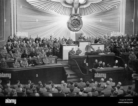 Adolf Hitler Makes A Speech In The Reichstag 1939 Stock Photo Alamy