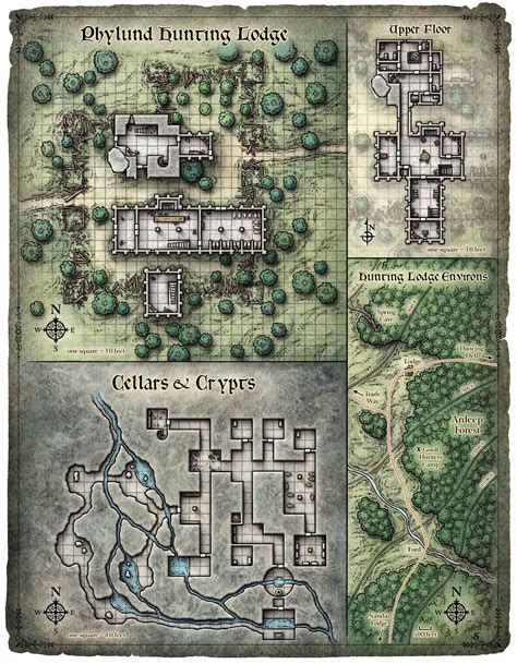 Phylund Hunting Lodge Fantasy Map Dungeon Maps Tabletop Rpg Maps