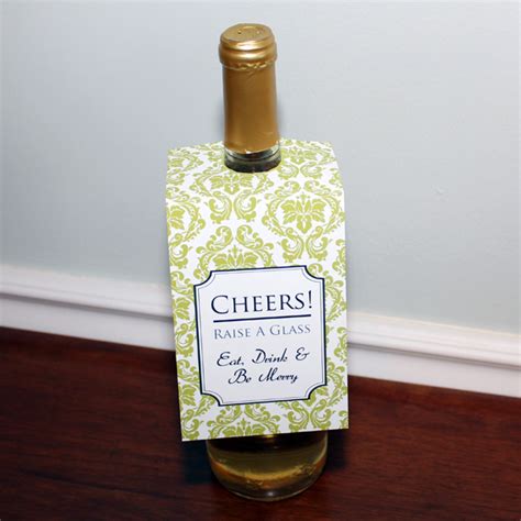 damask wine bottle tag template  print