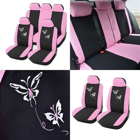 dewtreetali seat protector pink car seat covers butterfly embroidery car styling seat covers