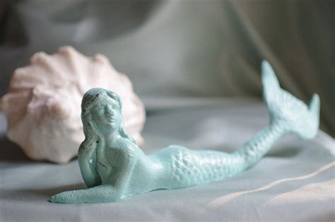 Laying Mermaid Cast Iron Shell Belle Pick Your Color Etsy Mermaid