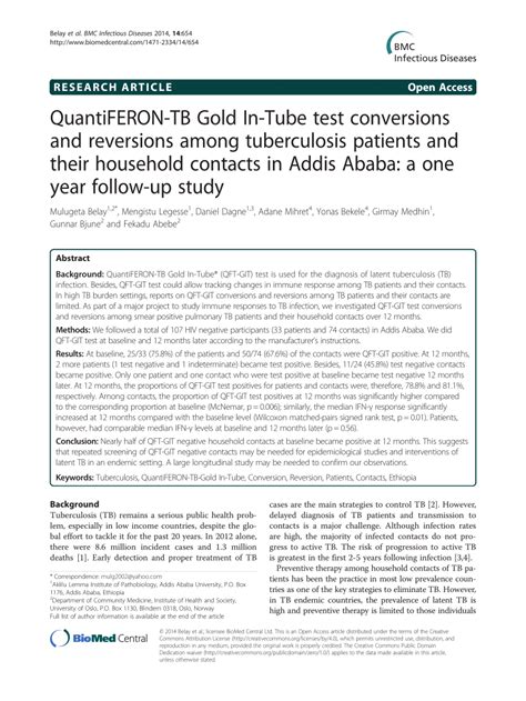 Pdf Quantiferon Tb Gold In Tube Test Conversions And Reversions Among