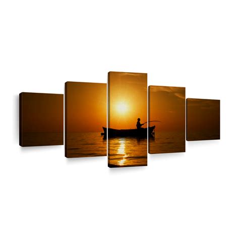 Golden Sunset Fishing Wall Art Photography