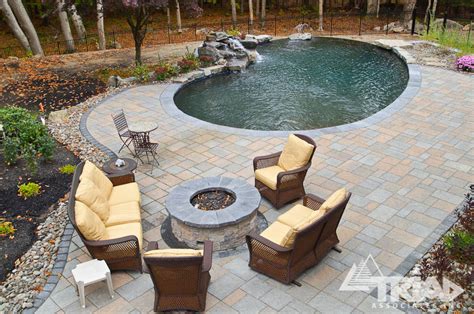 If you were using a fire pit on a patio this would be a great design for it, most likely. Small Backyard Firepit Pool Patio Fire Pit Installation Ma Nh Me Triad Associates Dakota Do It ...