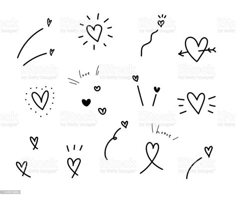 Set Of Hand Drawn Vector Hearts Stock Illustration Download Image Now