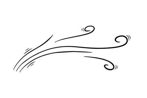 Wind Blow In Doodle Style Vector Illustration Wave Cold Air During
