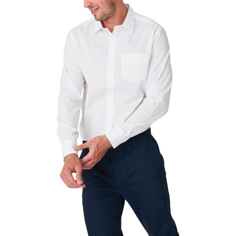 Brilliant Basics Mens Long Sleeve Poplin Shirt White Big W
