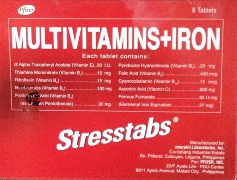 It is one of eight b vitamins. 100 Sresstabs Multivitamins + Iron AntiStress Vitamin ...