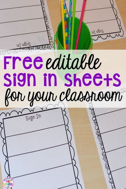 daily sign  sheets   classroom pocket  preschool preschool names preschool