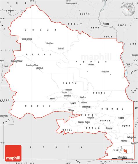 Silver Style Simple Map Of Zip Codes Starting With 989