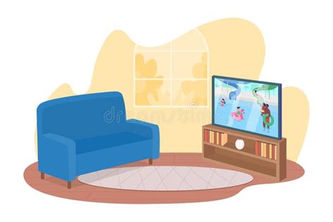 Living Room Furniture 2d Vector Isolated Illustration Stock Vector