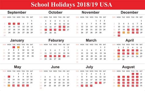 School Holidays 2019 For Usa Homeschool Calendar Academic Calendar