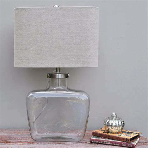 Fillable Glass Table Lamp And Natural Linen Shade Table Lamps