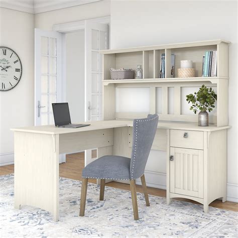 Product title linon luster wood desk in antique white average rating: Bush Furniture - Salinas 60W L Shaped Desk with Hutch in ...