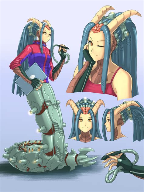 Safebooru 1girl Blue Hair Claws Colored Skin Cyborg Doom Series Doom Eternal English