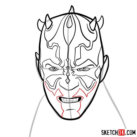 How To Draw Darth Mauls Face Star Wars Sketchok Easy Drawing Guides