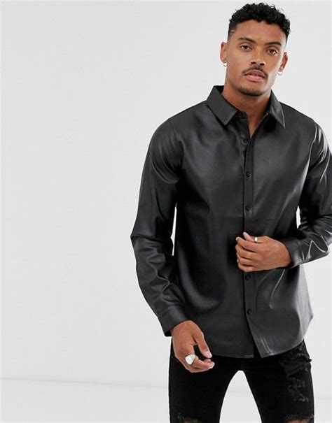 Another Influence Pu Faux Leather Long Sleeve Shirt Asos Long