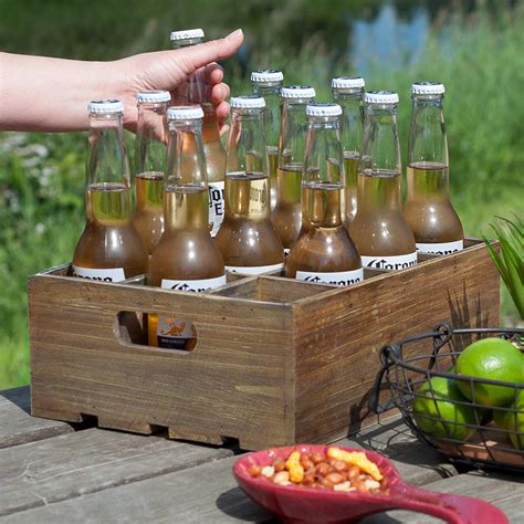 Secondarily, beer cans are lined on the inside. Vintage Finish Rustic Brown Wood 12 Slot Beer Bottle ...