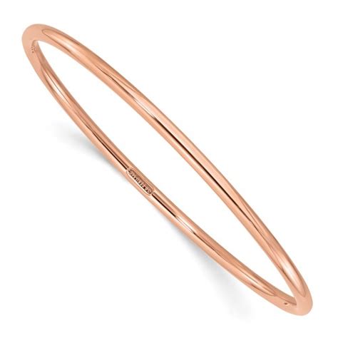 14k Rose Gold 8in Classic Slip On Bangle Bracelet 3mm Db735r