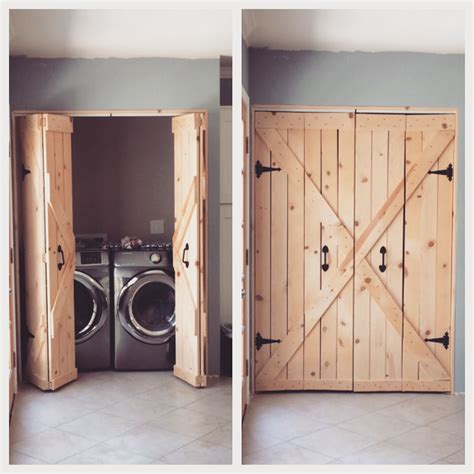 Custom Built Barn Door Style Bifold Laundry Doors Door Makeover Diy