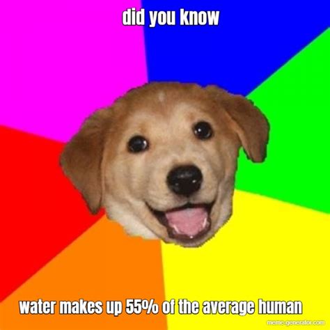 Did You Know Water Makes Up 55 Of The Average Human Meme Generator