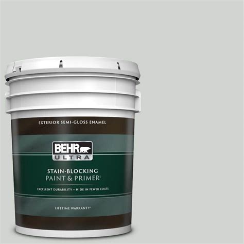 Behr Ultra 5 Gal Ppu12 11 Salt Glaze Semi Gloss Enamel Exterior Paint