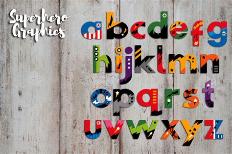 Superhero Alphabet Clipart Graphics Small Caps Lowercase Letters By
