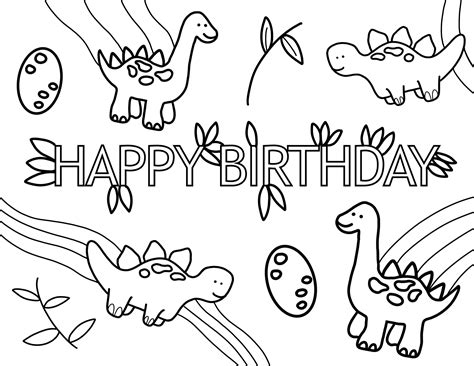 Four Cute Dinosaurs Birthday Card Greetings Island Printable Dinosaur Printable Birthday Cards