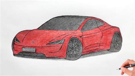 How To Draw A Tesla Roadster Drawing Car Coloring Tesla Roadster Youtube
