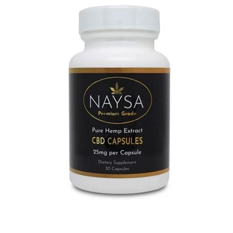 cbd pure hemp extract capsules naysa 25mg 30 capsules cbdproplus