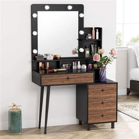 Tribesigns Vintage Makeup Dressing Table With Large Drawer And 3 Drawer