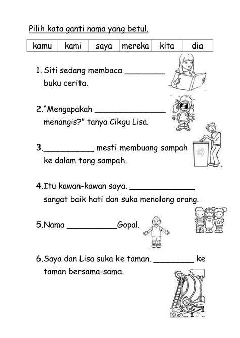 Aku—digunakan apabila bercakap dengan kawan biasa atau dengan tuhan. Kata Ganti Nama Diri online worksheet