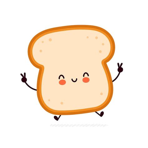 Premium Vector Cute Funny Bread Toast Character