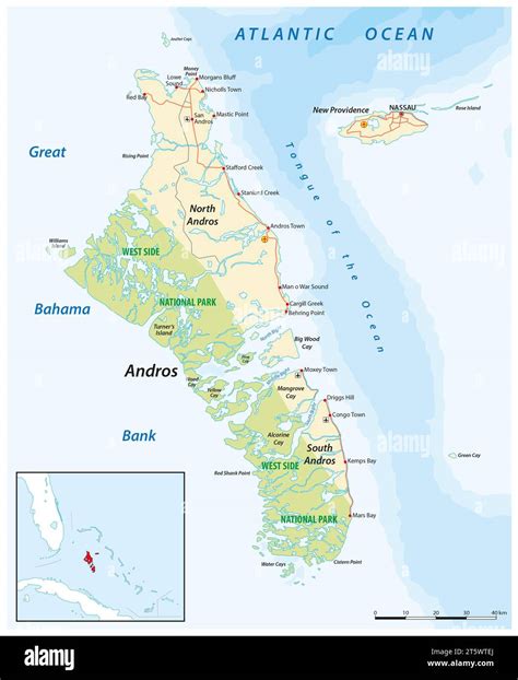 Vector Map Of Andros Island And New Providence Bahamas Stock Photo Alamy
