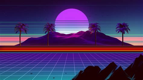 2560x1440 Palm Trees Neon Sun Rays 80s 1440p Resolution Hd 4k