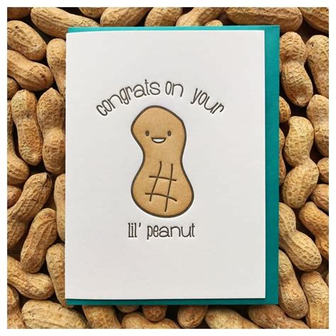 Cute Lil Peanut Baby Congratulations Expecting Letterpress Card