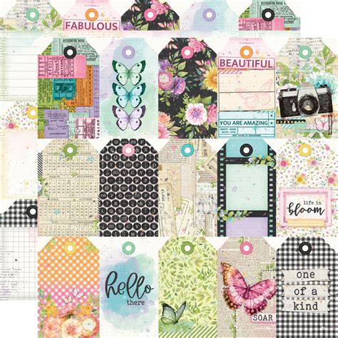 Simple Vintage Life In Bloom Double Sided Cardstock 12x12 Tag Elements