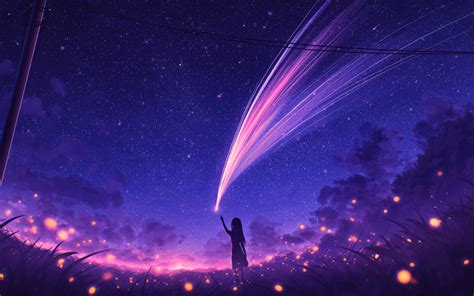 Epicoucid High Resolution Anime Starry Night Sky Wallpaper