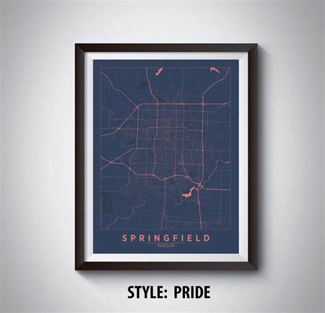 Map Of Springfield Mo Springfield Map Springfield Poster Etsy