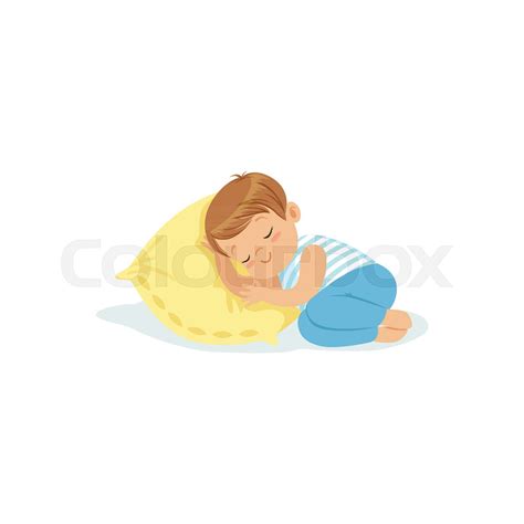 Cute Little Boy Sleeping On A Pillow Cartoon Character Adorable