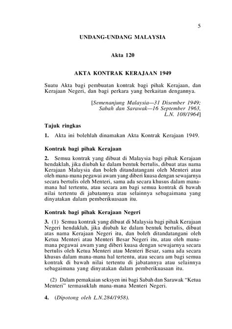 Akta kontrak kerajaan 1949 (akta 120). AKTA KONTRAK KERAJAAN 1949 by Mohd Afandi Md Amin - Issuu