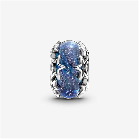 Galaxy Blue And Star Murano Charm Sterling Silver Pandora Us