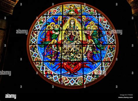 Restored Stained Glass Oculus Of The Facade Of The Duomo Di Santa Maria