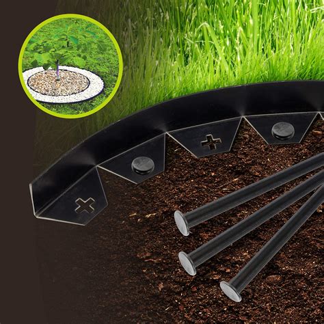 Parkland® 10 Metre Black Flexible Plastic Garden Edging With 50 Strong