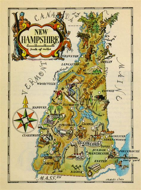 New Hampshire Pictorial Map 1946