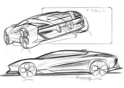Tesla Sketches By Swaroop Roy Car Sketch Car Design Sketch Design