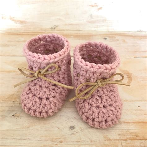 Crochet Baby Booties Pink Chunky Bow Booties