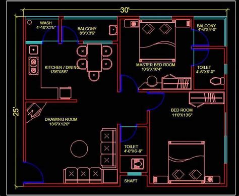 1 Bhk Apartment Plan Dwg Home House Floor Plans